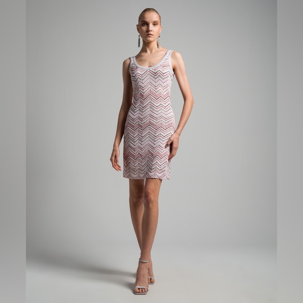 New Missoni Knit Chevron Sequin Mini Dress Tank 2025 Womens Small 40 - Picture 6 of 17